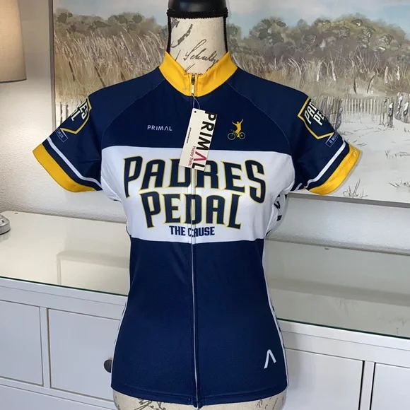 NWT💙 Primal Biking Padres Pedal The Cause 16 Raglan Jersey Women’s Size S  🚴‍♀️